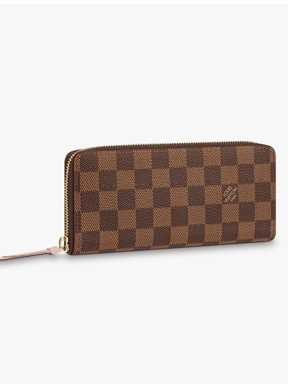 Louis Vuitton Clemence Wallet Damier Ebene Rose Ballerine Zip Around Wallet